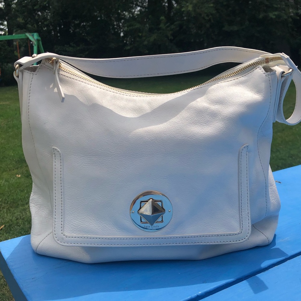 GUC Kate Spade White Leather Hobo Purse